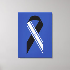 Impressão Em Tela Israel banha a bandeira negra da fita azul