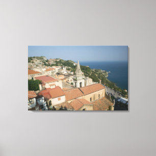 Impressão Em Tela ITÁLIA, Sicília, TAORMINA: Vista para a Piazza IX