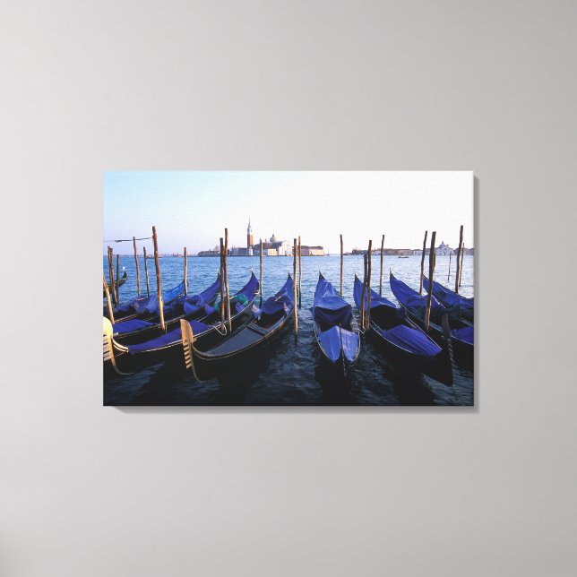 Impressão Em Tela Itália, Veneto, Veneza, Fila de Gondolas e San (Frente)