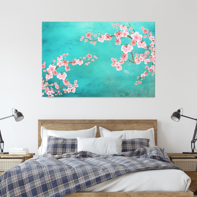 Impressão Em Tela Italian Green Landscape with Soft Cherry Blossoms (Insitu(Quarto))