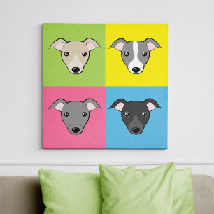 Impressão Em Tela Italian Greyhound Whippet Cute cartoon Pop art