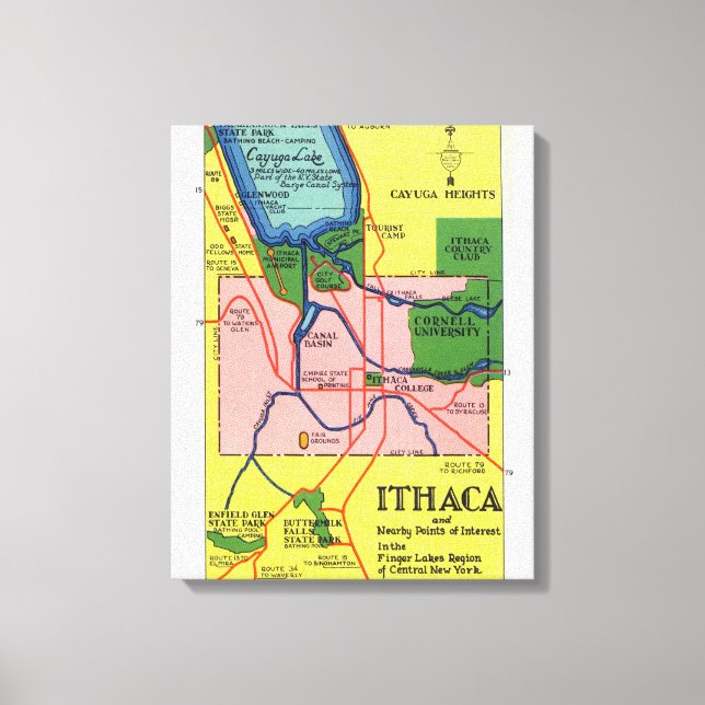 Impressão Em Tela Ithaca e pontos de interesse próximos (Frente)