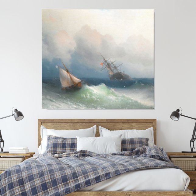 Impressão Em Tela Ivan Konstantinovich Aivazovsky - Two Ships At Sea (Insitu(Quarto))