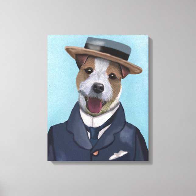 Impressão Em Tela Jack Russell em Boater (Frente)