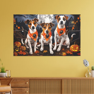 Impressão Em Tela Jack Russell Halloween Assustador