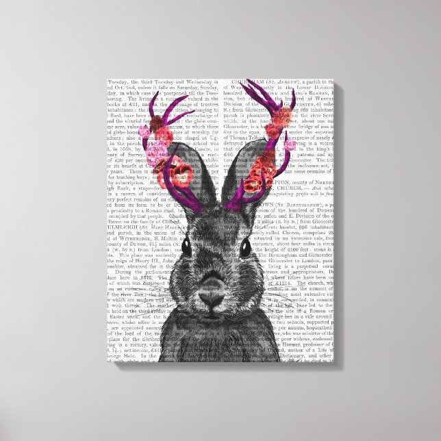 Impressão Em Tela Jackalope com traficantes cor-de-rosa (Frente)