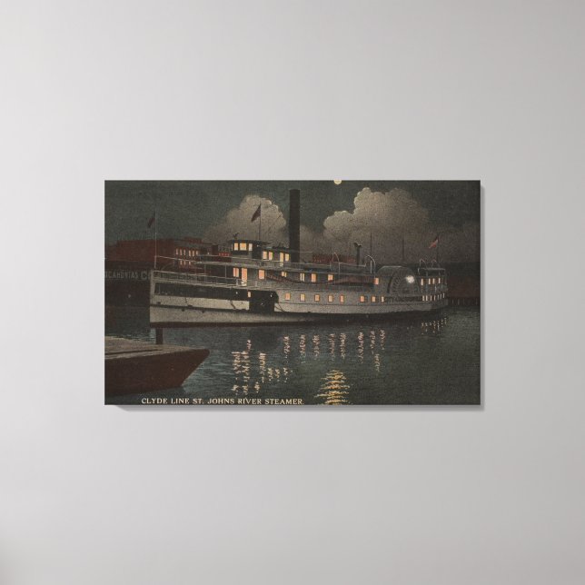 Impressão Em Tela Jacksonville, FL - Ruas Noturnas do Rio Johns (Frente)