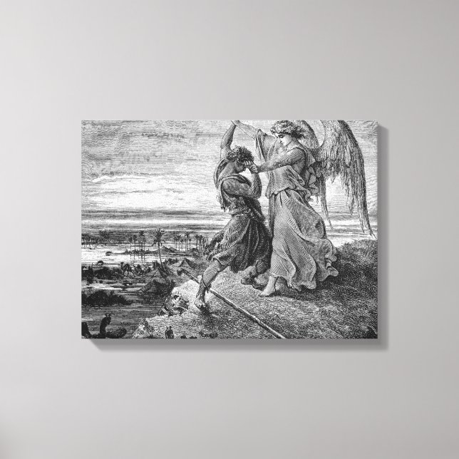 Impressão Em Tela Jacob Wrestling With The Angel Gustave Dore 1855 (Frente)