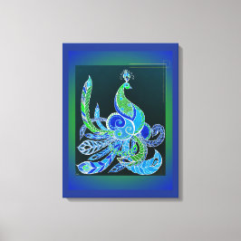 Impressão Em Tela Jade Majestade Elegante Verde e pavão azul