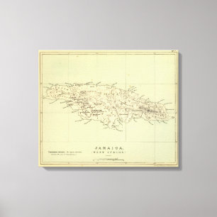 Impressão Em Tela Jamaica litografou o mapa