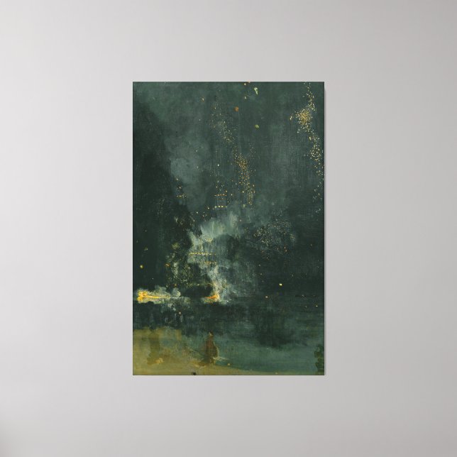 Impressão Em Tela James McNeill Whistler - Noturne em preto Dourado (Frente)