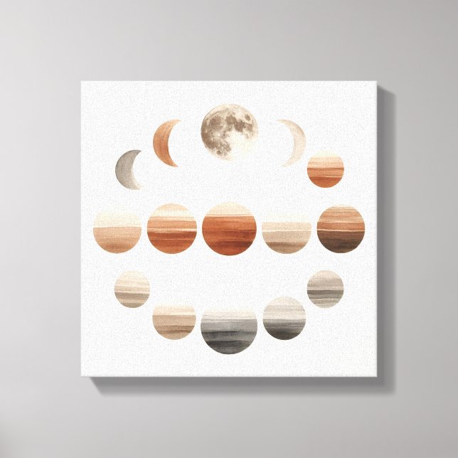 Impressão Em Tela Japandi Moon Phases Back to School Wall Art (Frente)