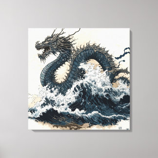 Impressão Em Tela Japanese dragon, Katsushika Hokusai style