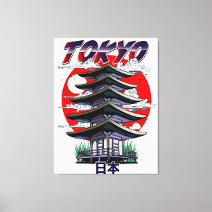 Impressão Em Tela japão, terra do sol nascente logotipo do templo ca