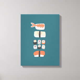Impressão Em Tela Japonês Sushi Nigiri Maki Roll