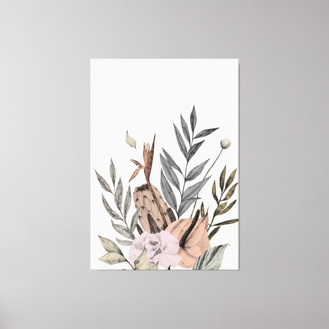 Impressão Em Tela Jardim Botânico Boho - Ilustração Floral (Frente)