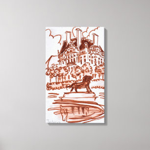 Impressão Em Tela Jardim das Tuilarias pelo Louvre   Paris, França