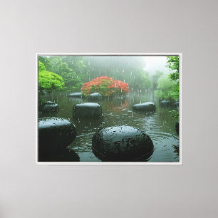 Impressão Em Tela Jardim de Chuva Zen com Mapeamento Vibrante