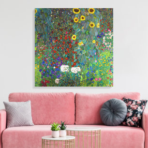 Impressão Em Tela Jardim de Fazenda com Girassóis Gustav Klimt