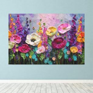 Impressão Em Tela Jardim de Flores Colorido Arte Abstrata na Parede