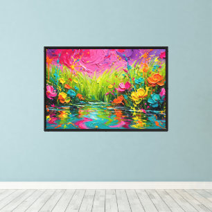 Impressão Em Tela Jardim de Flores Expressionista Abstrato em Tela