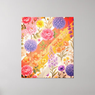 Impressão Em Tela Jardim de Listra Diagonal Modern Retro & Aquarela