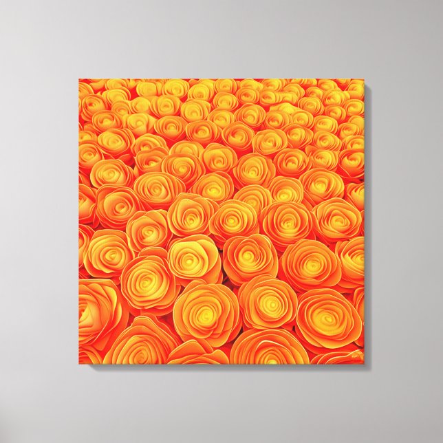 Impressão Em Tela Jardim de Rosa de Laranja Vibrante (Frente)