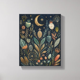 Impressão Em Tela Jardim de Sementes Celestiais à Luz da Lua Arte Po