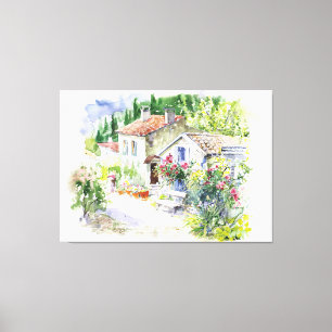 Impressão Em Tela Jardim de Verão Primavera de Aquarela