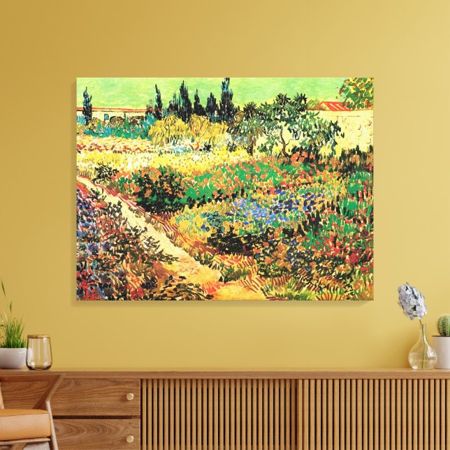 Impressão Em Tela Jardim Florido com Caminho de Vincent van Gogh (Insitu(Sala de estar))