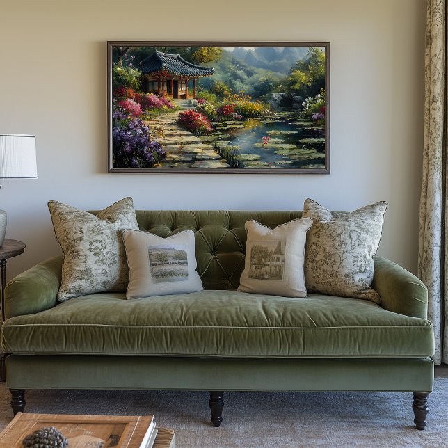 Impressão Em Tela Jardim Secreto Coreano (Korean Garden Temple Artwork)