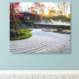 Impressão Em Tela Jardim Zen com Areia Nua e Mapeamentos Japoneses