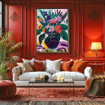 Impressão Em Tela Jarrón con Flores: Arte Favista Estilo Matisse.<br><div class="desc">Este diseño favista, inspirado en Matisse, presenta un vibrante ramo de flores en un jarrón. Con audaces tonos de verde, naranja, morado y rosa, esta composición dinámica aporta vida y energía a cualquier espacio. Perfecto para los amantes del arte moderno y abstracto, este diseño floral es ideal para añadir un...</div>