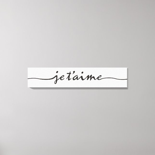Impressão Em Tela je t'aime - Eu te amo em francês - negro (Frente)