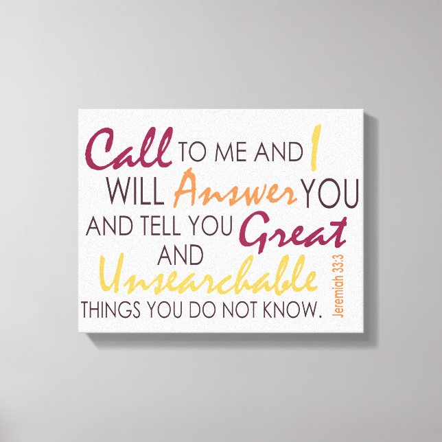 Impressão Em Tela Jeremiah 33:3 (Frente)