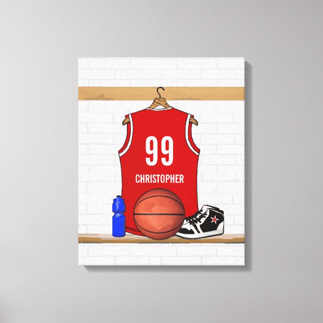 Impressão Em Tela Jersey Red e White Basball Personalizados (Frente)