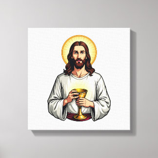 Impressão Em Tela Jesus Chalice Crest Vintage Engraving Shirt 2