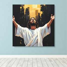 Impressão Em Tela Jesus Christ Our Savior | Black and Gold