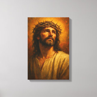 Impressão Em Tela Jesus com a Coroa de Cornos em Portrai Clássico Qu