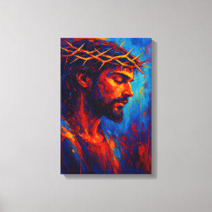 Impressão Em Tela Jesus com a Coroa de Cornos na Cor do Abstrato