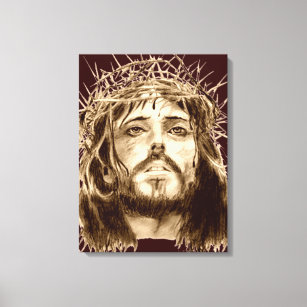 Impressão Em Tela Jesus Cristo com uma Coroa de Cornos
