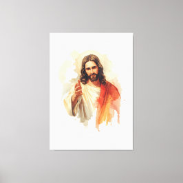 Impressão Em Tela Jesus Cristo Estendendo as Mãos Pintura aquarela