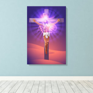 Impressão Em Tela Jesus Cristo na Cruz Alfa e Omega