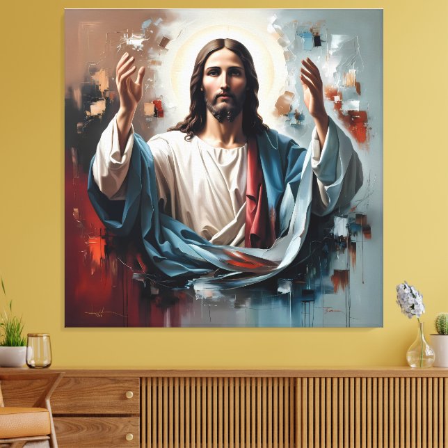 Impressão Em Tela Jesus Cristo: O Embraço Eterno da Luz" ✨ 🕊 (Insitu(Sala de estar))