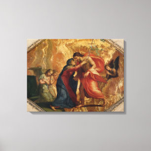 Impressão Em Tela Jesus Cristo que recebe o Virgin no céu