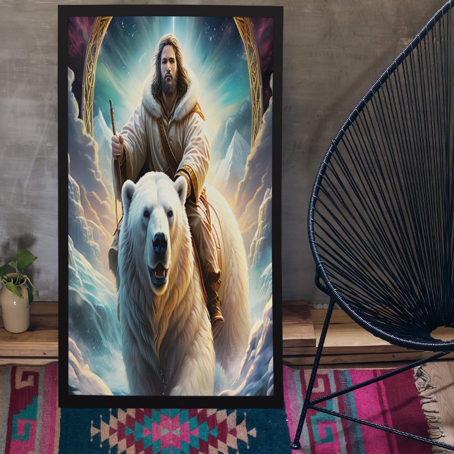 Impressão Em Tela Jesus em um Poster de urso polar (Criador carregado)