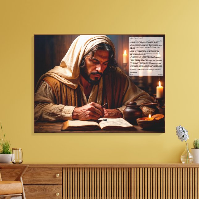 Impressão Em Tela Jesus Escrevendo no Livro da Vida (Insitu(Sala de estar))