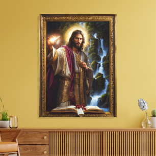 Impressão Em Tela Jesus Escrevendo no Livro da Vida