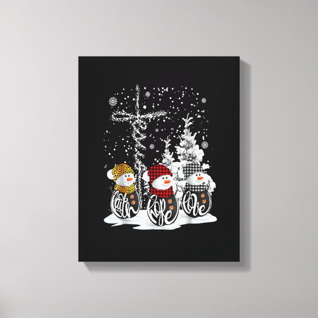 Impressão Em Tela Jesus Faith Hope ama Snowman Red Xadrez Xmas para  (Frente)