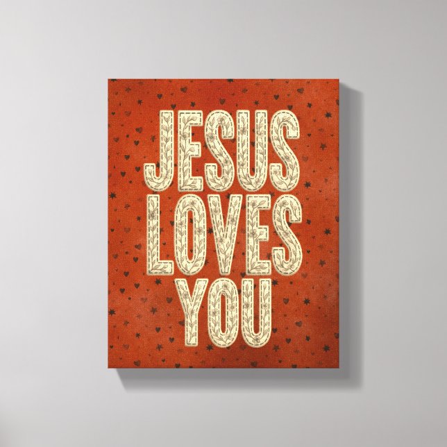 Impressão Em Tela Jesus Loves You Rustic Christian Encouragement (Frente)